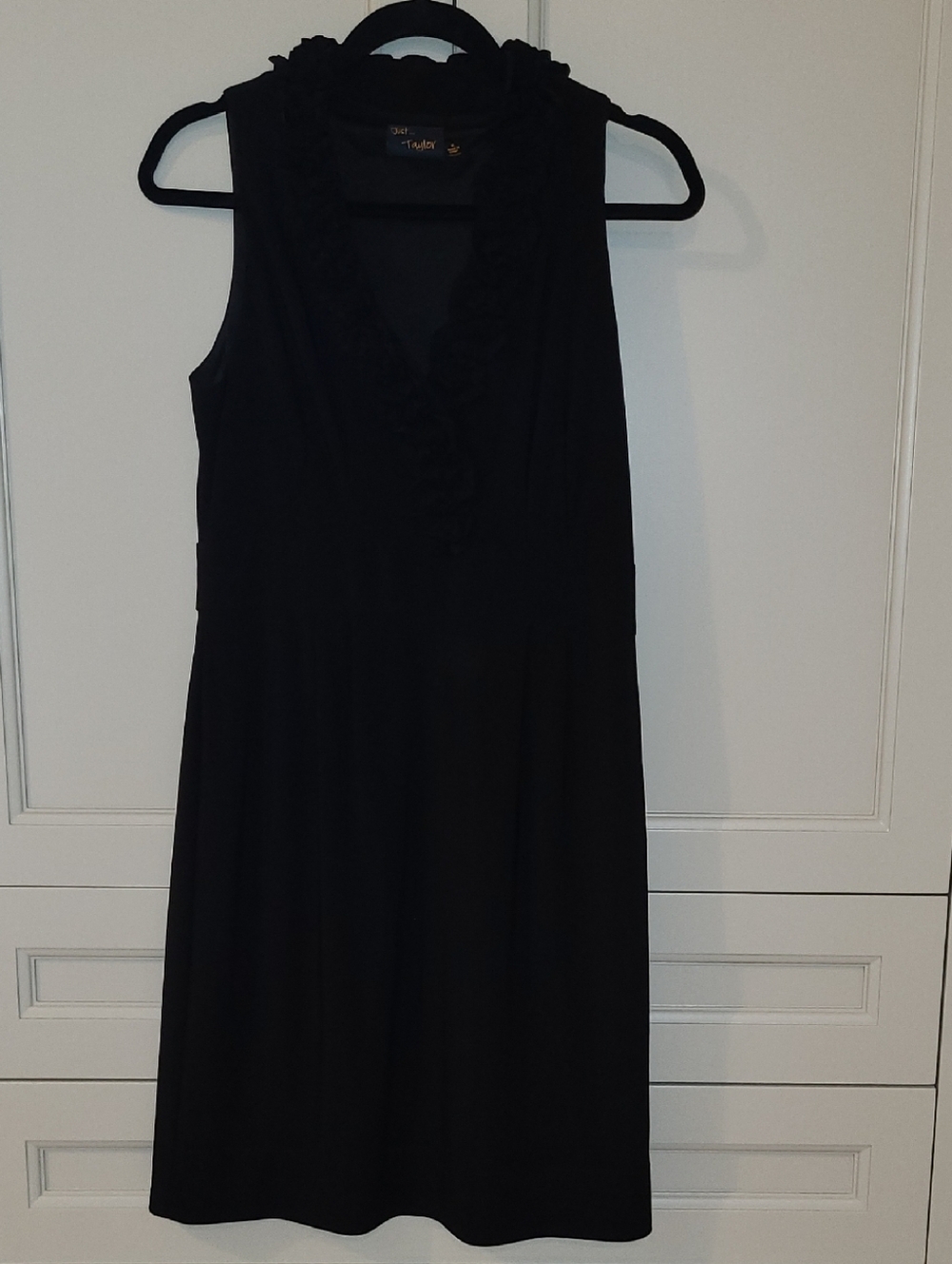 JUST...TAYLOR Black Sleeveless Ruffle V-Neck Midi Dress
